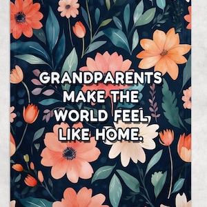 Grandparent Gift Blanket: Flower Fleece Throw, Christmas Gift for Grandma Grandpa, Anniversary, Grandparents Make The World Softer Kinder