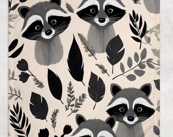 Raccoon Blanket: Cozy Plush Throw, Animal Print Home Décor
