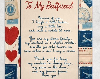 To My Best Friend Blanket, Family Throw Blanket - Blankets for girls and boys, Blanket For Gifts