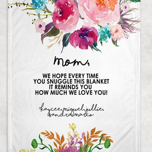 Gift from Kids, Grandma Quote, Custom Quote Blanket, Christmas Blanket, Christmas Present, Floral Style Blanket, Personalized Mom Gift