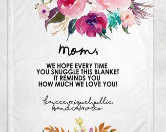 Gift from Kids, Grandma Quote, Custom Quote Blanket, Christmas Blanket, Christmas Present, Floral Style Blanket, Personalized Mom Gift