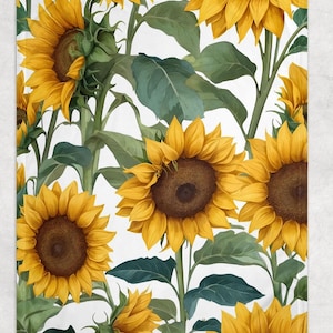 Sunflower Gift, Sunflower Blanket, Sunflower decor, Blanket for bed, fleece blanket, Cottagecore decor, floral throw, gift for her