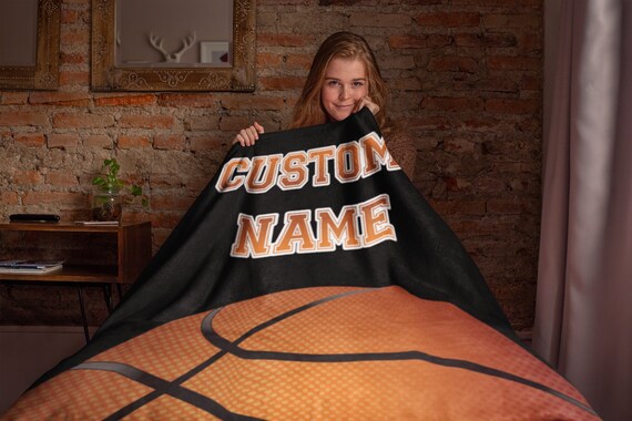 Basketball Custom Name Blanket Basketball Throw Blanket Basketball Fleece Blanket Basketball Adult Blanket Basketball Kid Blanket Etsy Canada