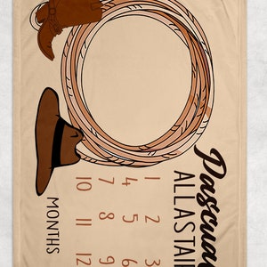 Personalisierte Baby Boy Cowboy Meilenstein Decke, Name Junge Meilenstein, Western Thema Meilenstein, Baby Wachstum Decke, Cowboy Stiefeldecke