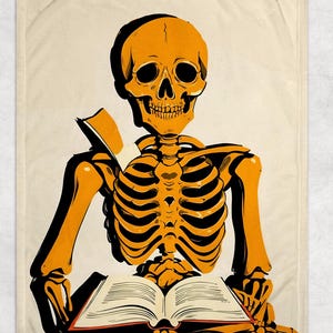 Skeleton Reading Throw Blanket, Book Blanket, Book Lover Gift, Reading Gift, Bookish Gift, Gift For Readers, Favorite Book Blanket For Her