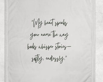 I Love You in Book Quotes Blanket Booklover Quote Bedspread Romantasy Fandom Bookish Merch Romance Reader Light Academia Books Bedroom Gift