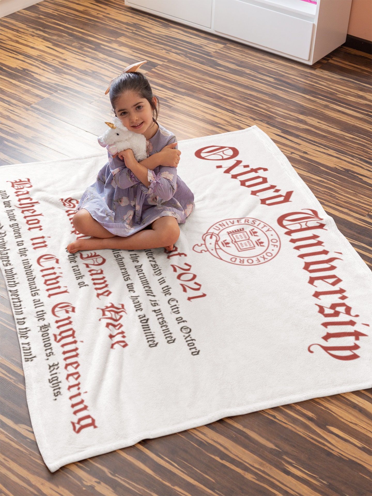 Custom Diploma Print Fleece Blanket graduation Gift Your Diploma
