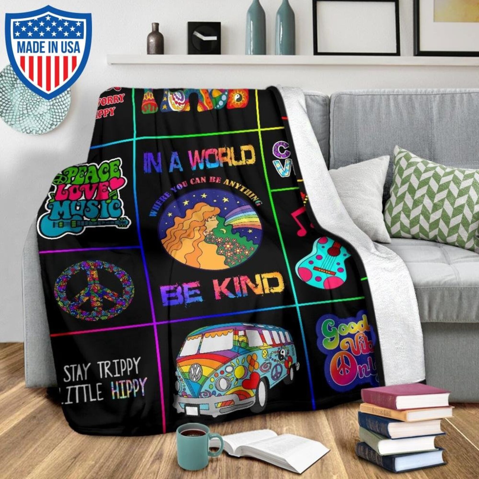 Hippie Blanket Hippie Bedding Blanket Hippie Trippy Bedding Etsy