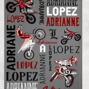 Personalized Dirt Bike Blanket - Dirt Bike Name Blanket - Dirt Bike Personalized Baby Blanket - Baby Blanket - Personalized Name Blanket
