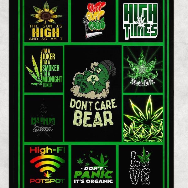 Weed Lover Blanket, Marijuana Blanket, Cannabis Blanket, Smoking Bear Blanket