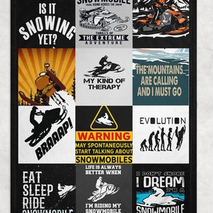 Snowmobile Blanket / Fleece Blanket, Birthday Gift, Special Blanket, Gift For Anniversary Day