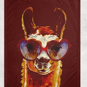 Llama with Glasses - Victoria Borges - Fleece Blanket Throw