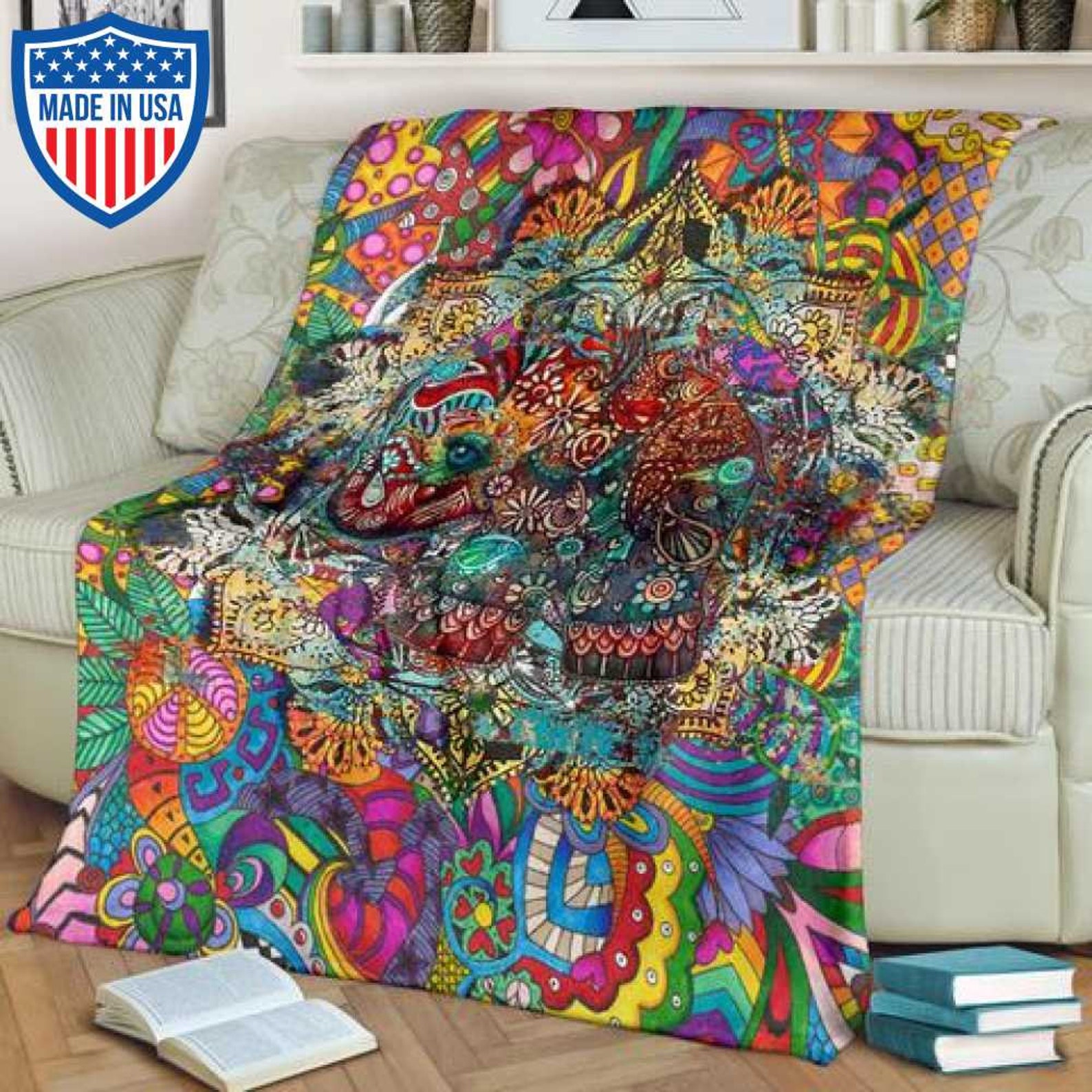 Hippie Blanket Hippie Bedding Blanket Hippie Trippy Bedding Etsy