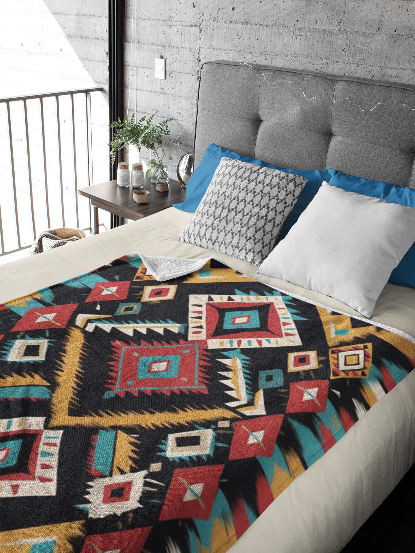 Southwest Native American Inspired Tribal Camp - Fleece Blanket Throw ...