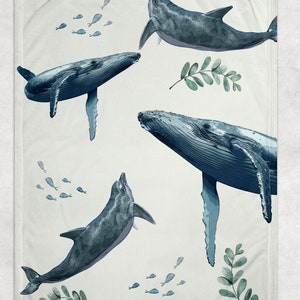 Whale Blanket, Nautical Baby, Sea Minky Blanket, Monogrammed Blanket, Ocean Blanket, Baby Shower Gift
