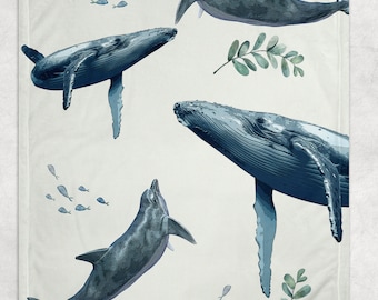 Whale Blanket, Nautical Baby, Sea Minky Blanket, Monogrammed Blanket, Ocean Blanket, Baby Shower Gift