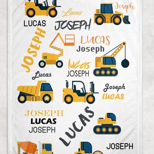 Personalized Construction Blanket - Personalized Baby Blanket - Construction Truck Baby Blanket - Dump Truck Personalized Baby Name Blanket