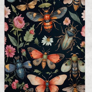 Insects Fleece Blanket - Nature Lover Gift, Bug Print Throw, Entomologist Decor, Cozy Bedding, Unique Home Accent, Home Decor, Throw Blanket