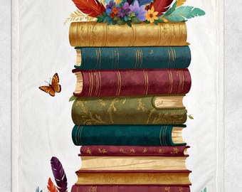 Book Blanket, Vintage Books Blanket, Soft Cozy Throw Blankets, Gift For Reading Lover, Bookworm, Fleece Blanket, Reader Gift, Gift for her