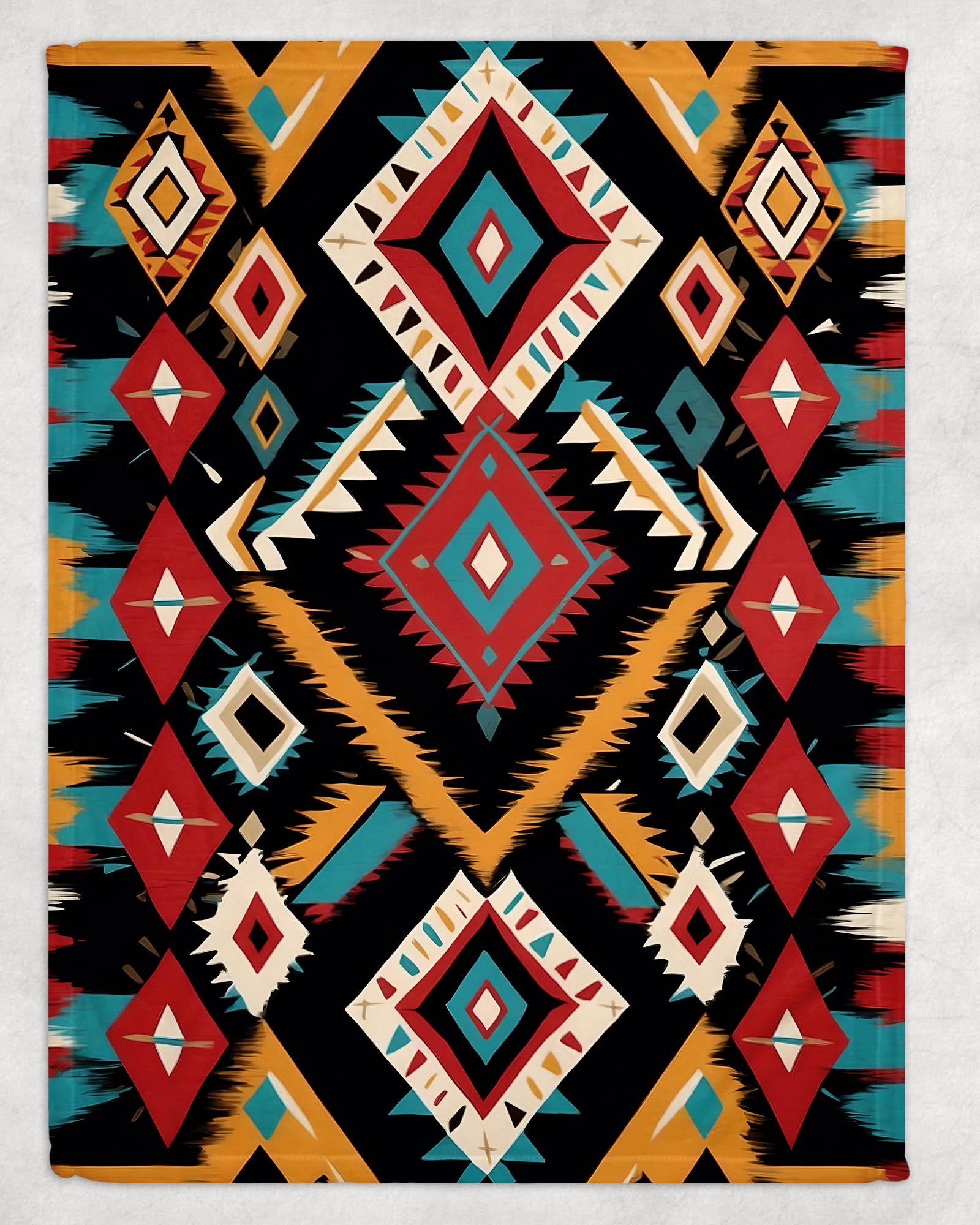 Southwest Native American Inspired Tribal Camp - Fleece Blanket Throw ...