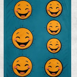 Groovy Smile Face Blanket, Fleece Blanket, Youth Blanket, Parade Blanket, Gift for College Dorm, Kids Blanket, Boho Fleece