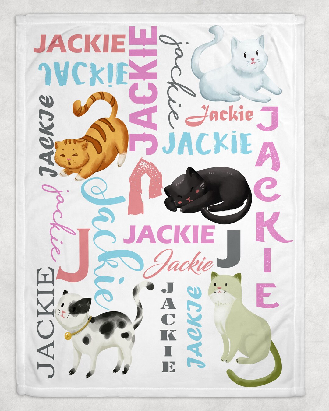 Personalized Baby Blanket Personalized Blanket Kitten Blanket Name