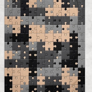 Black Puzzle Patterns Fleece Blanket, Jigsaw Puzzle Piece Design, Perfect Gift for Puzzlers