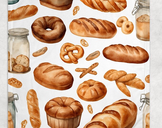 Bakery Fleece Blanket:  Bread Lover Gift