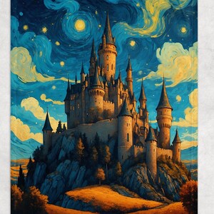 Whimsical Wizard Castle Throw Blanket | Moody Bookish  Blanket for Book Lovers and Fantasy Room Decor, Starry Nigh Oil Painting