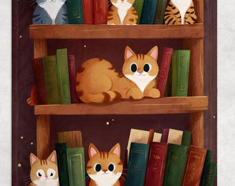 Cat Bookshelf Blanket - Just A Woman Who Loves Cats And Books Blanket, Cat Lover Gift, Books Lover Gift