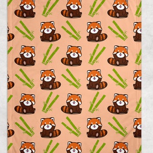 Red Panda And Bamboo Pattern Minky Blankets, Nursery, Children&#39;S, Kids Room, Cute Zoo Animals, Fuzzy Throw Blanket