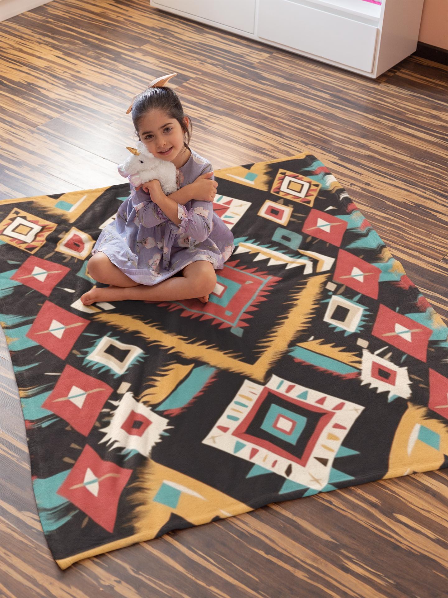 Southwest Native American Inspired Tribal Camp - Fleece Blanket Throw ...