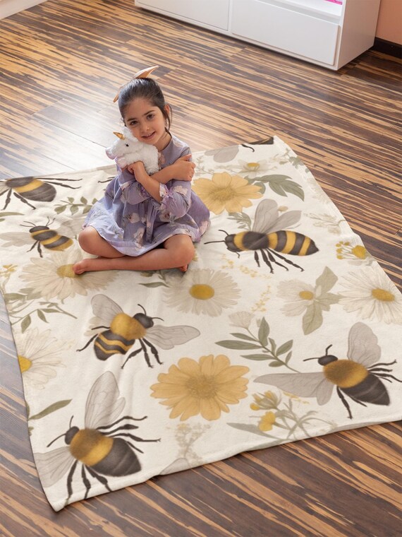 Bee Blanket, Bee Keeper Gift, Gift for Bee Lover, Vintage Bees