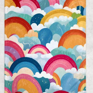 Rainbow and Raindrops Fleece Blanket - Love Wins Pride Decor - Kids Bedroom - Colorful Living Room Blanket - Housewarming