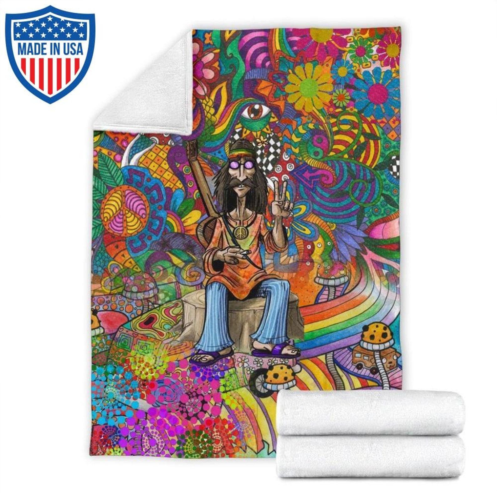 Hippie Blanket Hippie Bedding Blanket Hippie Trippy Bedding Etsy