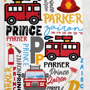 Personalized Baby Blanket - Firetruck Blanket - Fireman Personalized Blanket - Personalized Baby Name Blanket - Fire Trucks Blanket