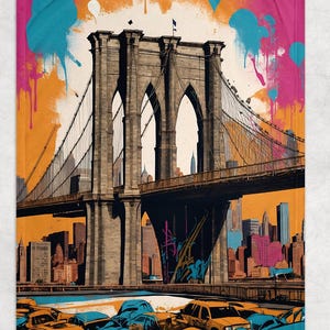 BROOKLYN BRIDGE Graffiti Casual Blanket Throws Street Art Blanket Throw Décor