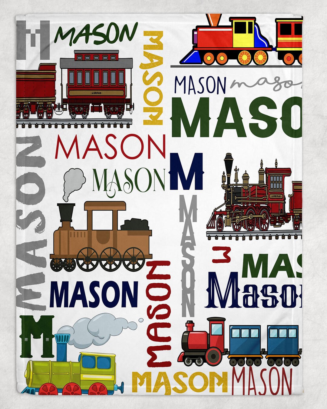 Personalized Train Baby Blanket Trains Personalized Blanket Etsy