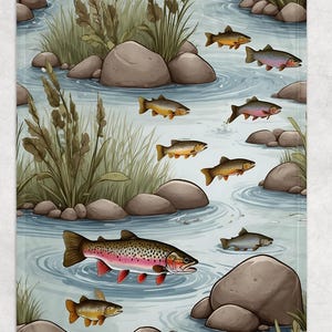 Camping Blanket Fathers Day Gift Trout Lover Blanket Trout Fishing Gift for Him Fly Fishing Gift Fisherman Blanket Fish Core