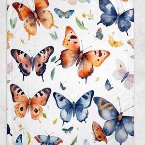 Butterfly and Moth Multi-Color Fleece Blanket - Housewarming Gift - Bohemian Colorful Home Décor