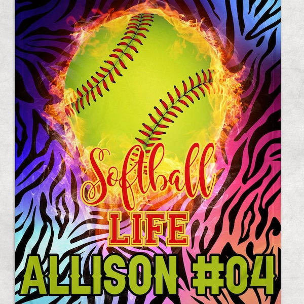 SOFTBALL custom name Fleece Blanket