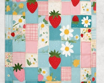 Strawberry Throw Blanket For Girl Vintage Light Pink Blanket Boho Blanket Coquette Look Spring Summer Throw Blanket