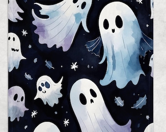 Spooky Ghost Blanket, Fleece Blanket, Gothic Halloween Blanket, Halloween Decor, Halloween Gift, Plush Throw Fall Décor