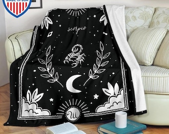 Scorpio Zodiac Blanket Horoscope Astrology Gift, Constellations, Celestial Starry Night Sky