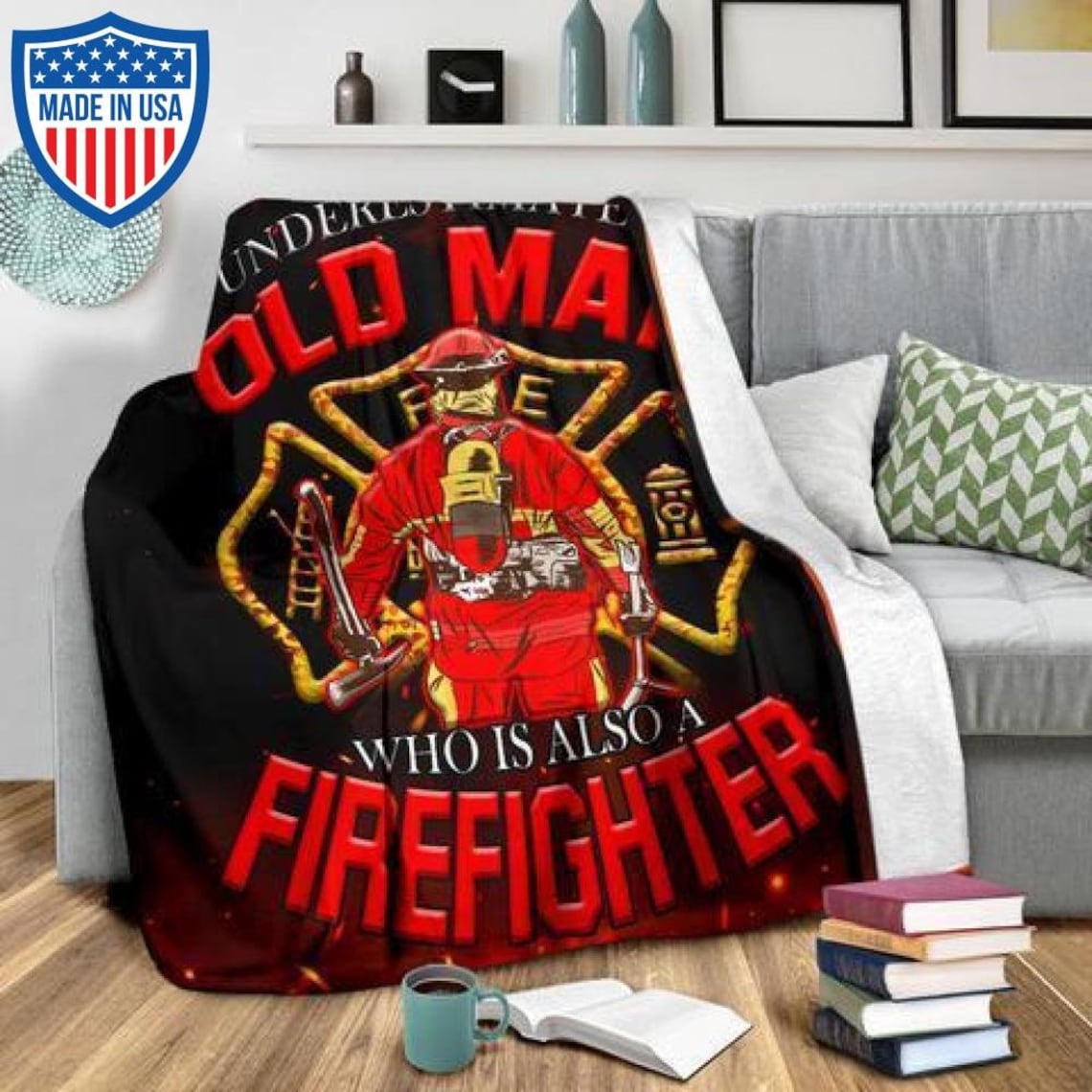 Firefighter Blanket Throw fire dept bedsheet gift fireman fire Etsy
