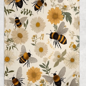 Bee blanket, Bee keeper gift, Gift for bee lover, vintage bees, fleece blanket, bee lover gift, Gift for her, Sofa throw, bee décor