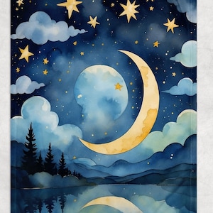 Luna Blanket, Moon and Stars Baby Blanket, Crescent Moon Blanket, New Baby Gift, Moon Baby Blanket, Girl Blanket