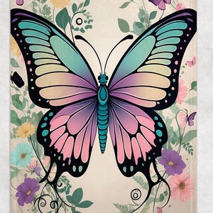 Butterfly Fleece Blanket | Cute Gamer Girl Gift | Cozy Cocoon Blanket for Insect Lovers | Soft Lace Coquette Throw | Butterfly Home Décor