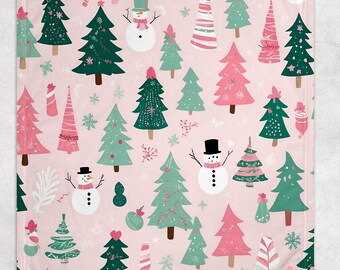 Pastel Christmas Throw Blanket: Fleece Holiday Décor