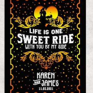 Gift For Men - PERSONALIZED Blanket For Biker Couple, One Sweet Ride, Motorcycle - Wedding / Birthday / Housewarming / Anniversary Gift